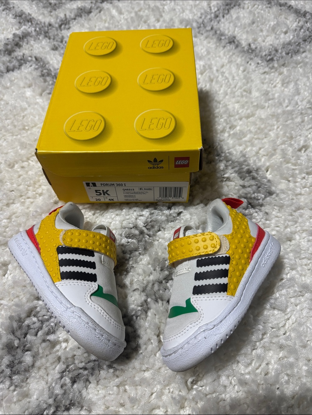 Kids' adidas Lego Yellow White Forum 360 Sneakers (5K)